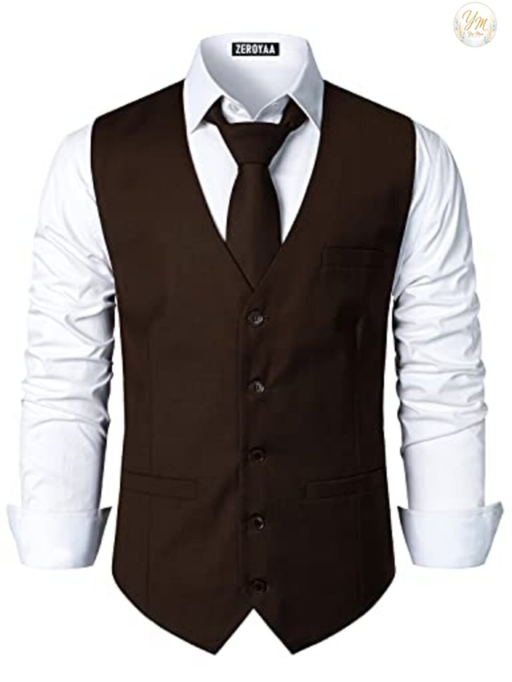 Men's Classic Fit Business Formal Dress Vest V Neck Five Button Sleeveless